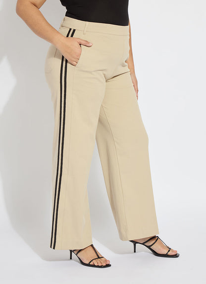 Lysse Brinne Side Stripe Trouser Curvy (31" Inseam) Crisp Khaki