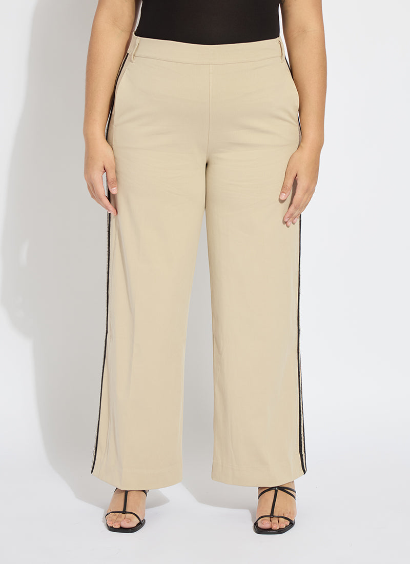 Lysse Brinne Side Stripe Trouser Curvy (31" Inseam) Crisp Khaki