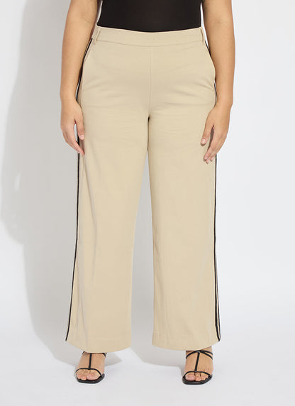 Lysse Brinne Side Stripe Trouser Curvy (31" Inseam) Crisp Khaki