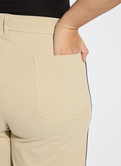 Lysse Brinne Side Stripe Trouser Curvy (31" Inseam) Crisp Khaki