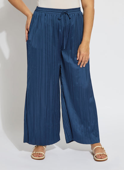 Lysse The Packable Pleated Palazzo Pant Curvy - Capri Blue (28" Inseam) Capri Blue