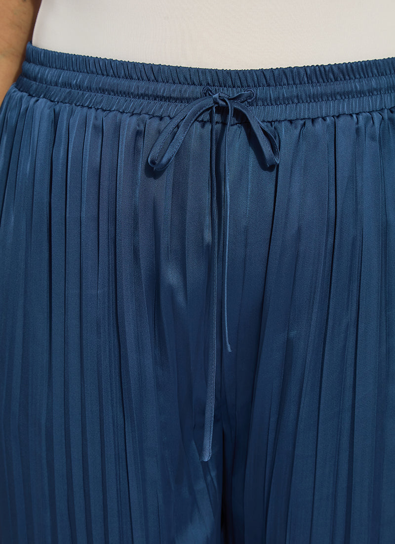 Lysse The Packable Pleated Palazzo Pant Curvy - Capri Blue (28" Inseam) Capri Blue