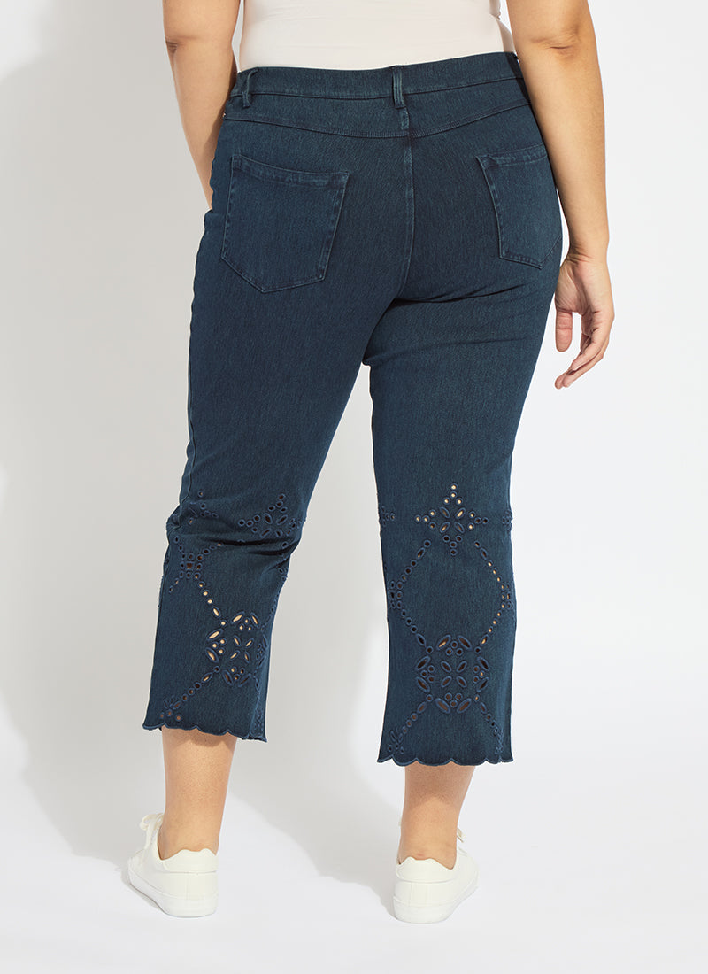 Lysse Billie Eyelet Straight Denim Curvy (26"Inseam) Bleached Blue