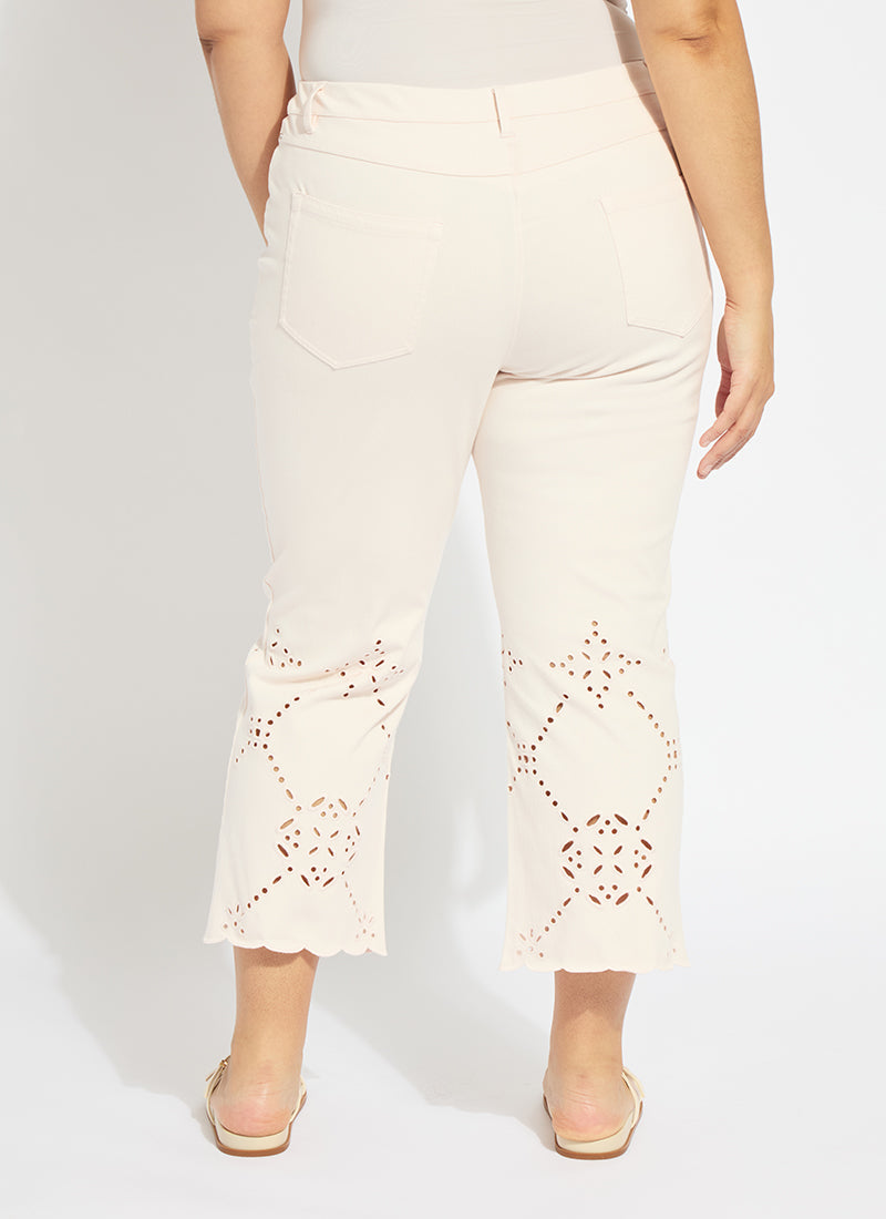 Lysse Billie Eyelet Straight Denim Curvy (26"Inseam) Bleached Blue