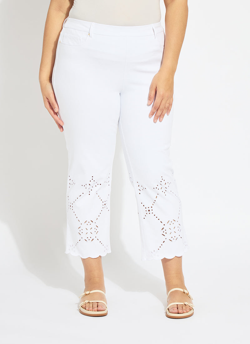 Lysse Billie Eyelet Straight Denim Curvy (26"Inseam) Bleached Blue