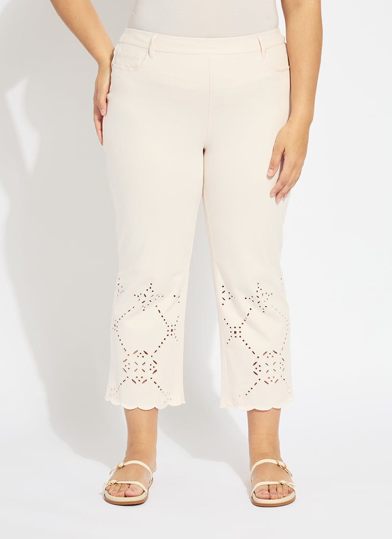 Lysse Billie Eyelet Straight Denim Curvy (26"Inseam) Bleached Blue