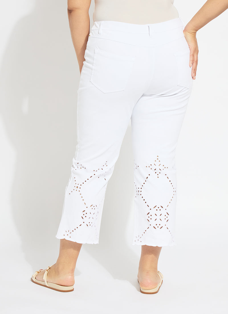 Lysse Billie Eyelet Straight Denim Curvy (26"Inseam) Bleached Blue