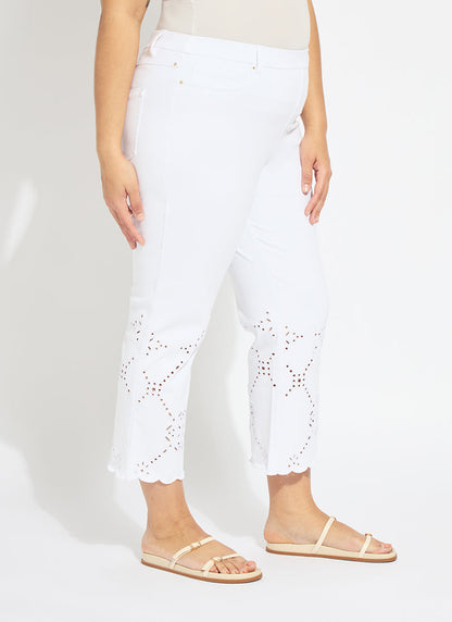 Lysse Billie Eyelet Straight Denim Curvy (26"Inseam) Bleached Blue