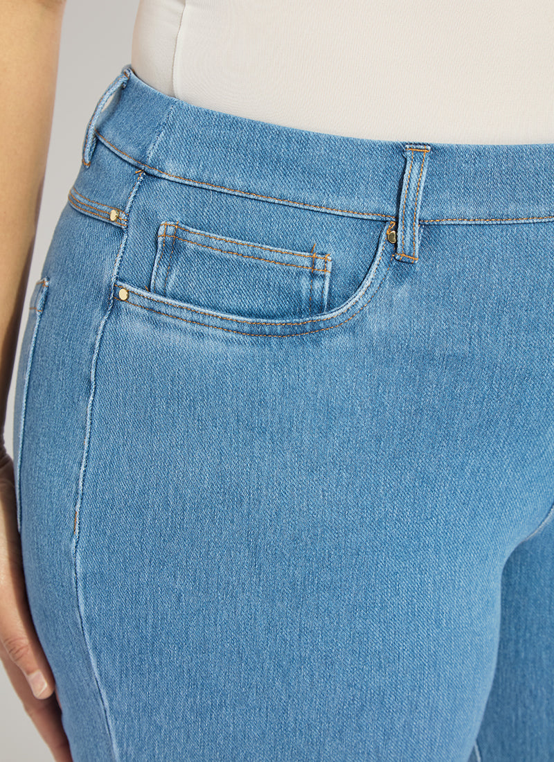 Lysse Billie Eyelet Straight Denim Curvy (26"Inseam) Bleached Blue