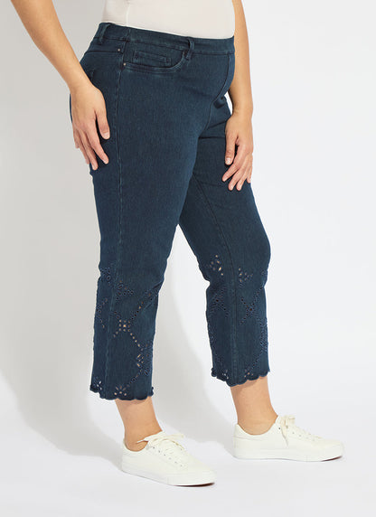 Lysse Billie Eyelet Straight Denim Curvy (26"Inseam) Bleached Blue