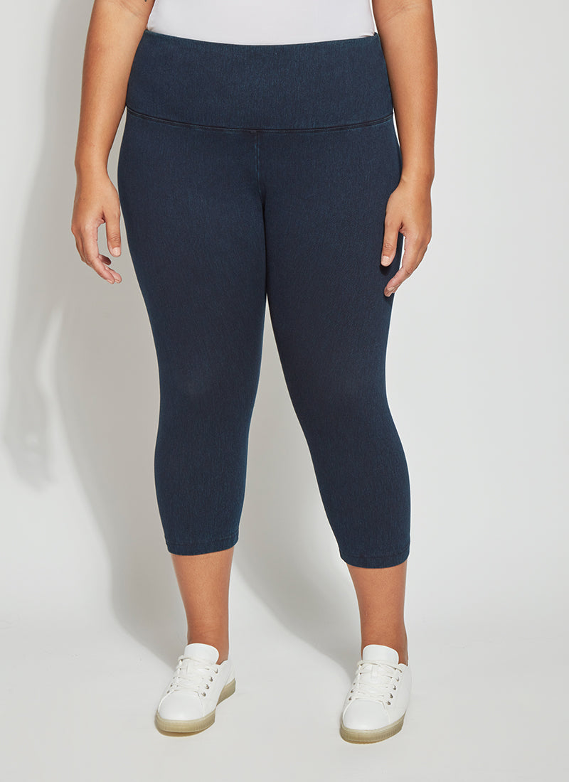 Lysse Denim Capri Jean Leggings (Plus Size)  Indigo