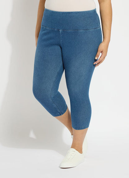 Lysse Denim Capri Jean Leggings (Plus Size)  Indigo