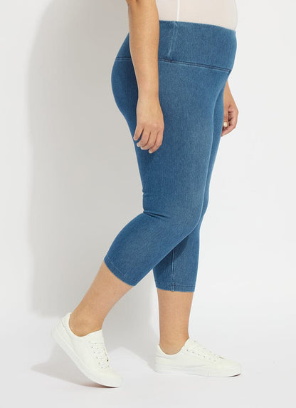 Lysse Denim Capri Jean Leggings (Plus Size)  Indigo