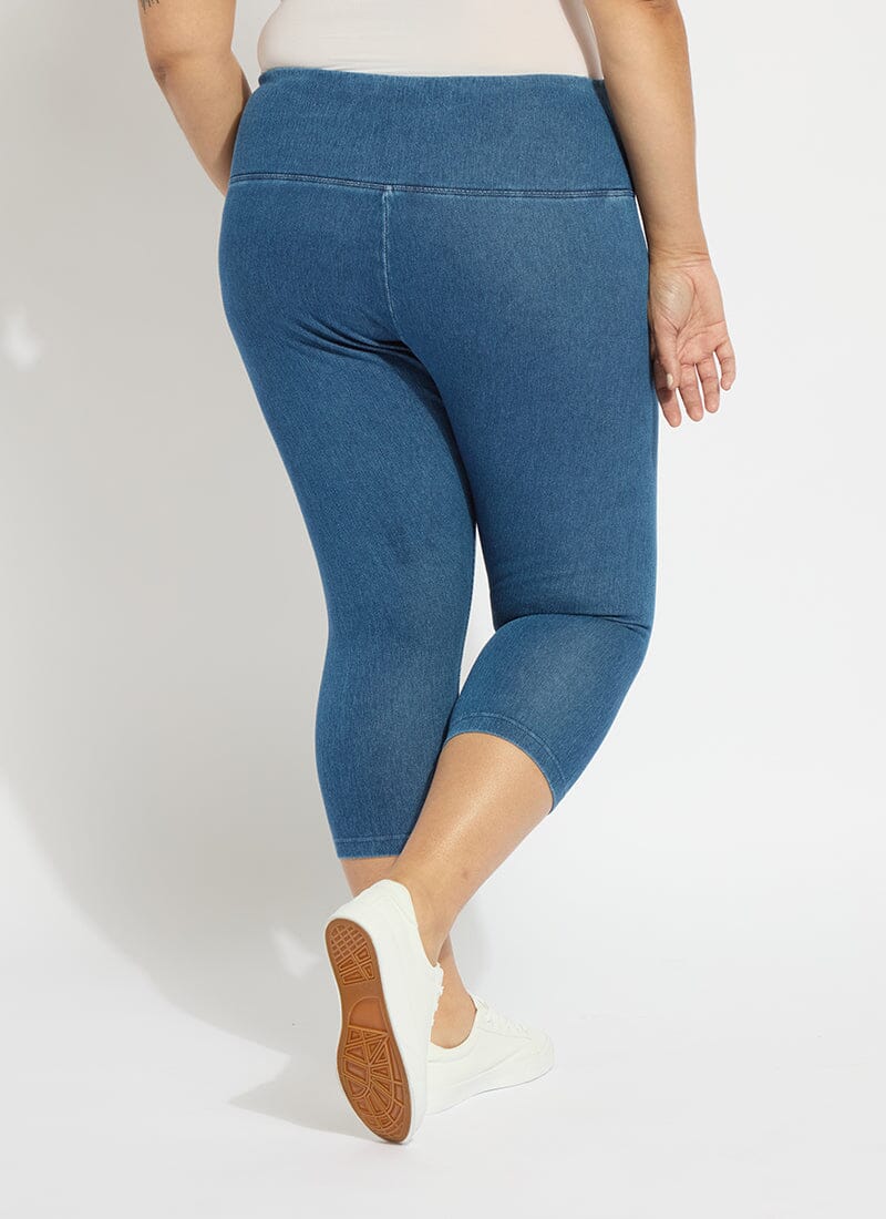 Lysse Denim Capri Jean Leggings (Plus Size)  Indigo