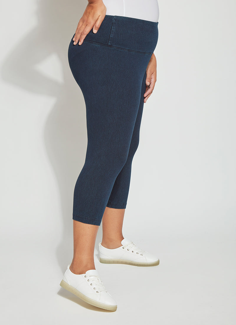 Lysse Denim Capri Jean Leggings (Plus Size)  Indigo