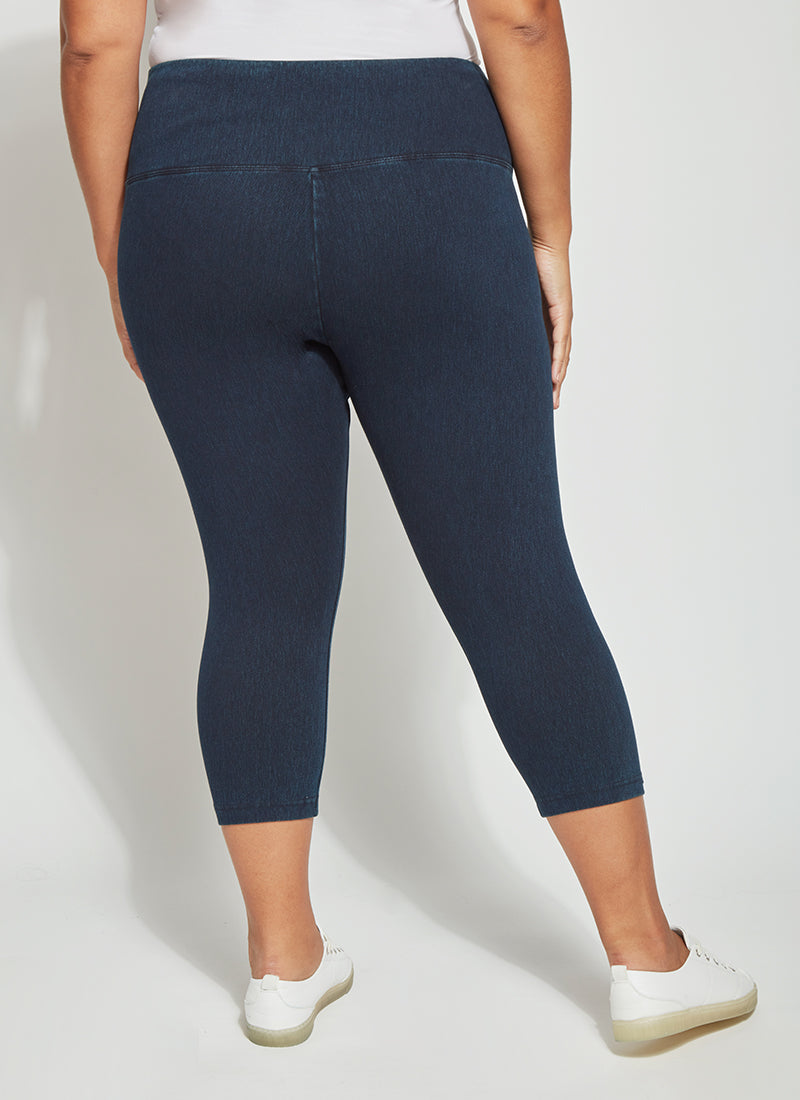 Lysse Denim Capri Jean Leggings (Plus Size)  Indigo