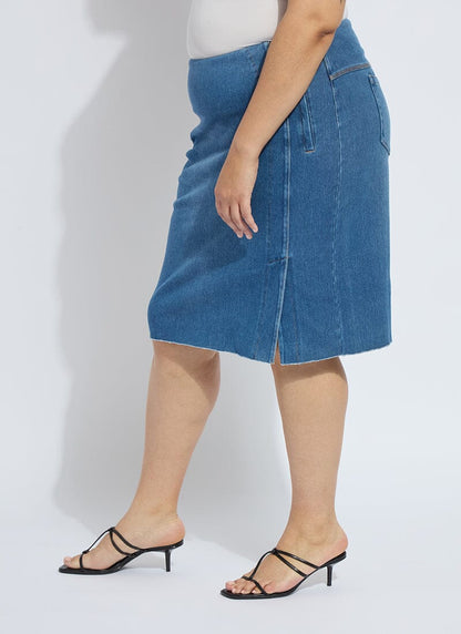 Lysse Lyrica Denim Skirt Curvy Midwash