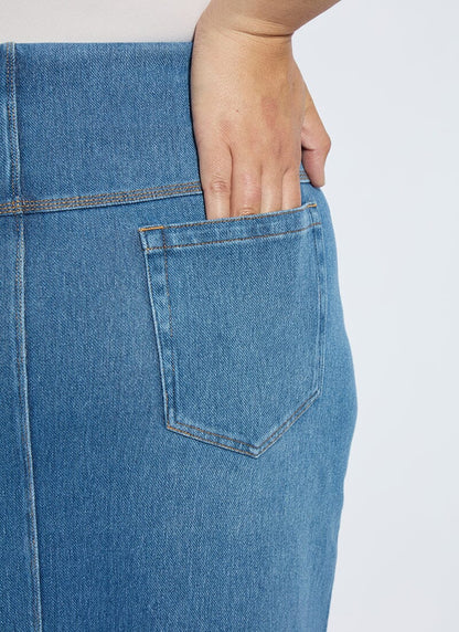 Lysse Lyrica Denim Skirt Curvy Midwash