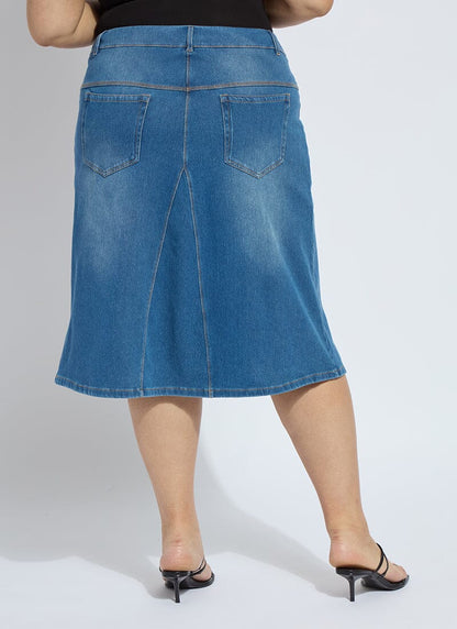 Lysse Bella Denim Skirt Curvy Mid Wash
