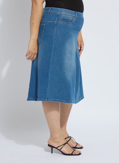 Lysse Bella Denim Skirt Curvy Mid Wash