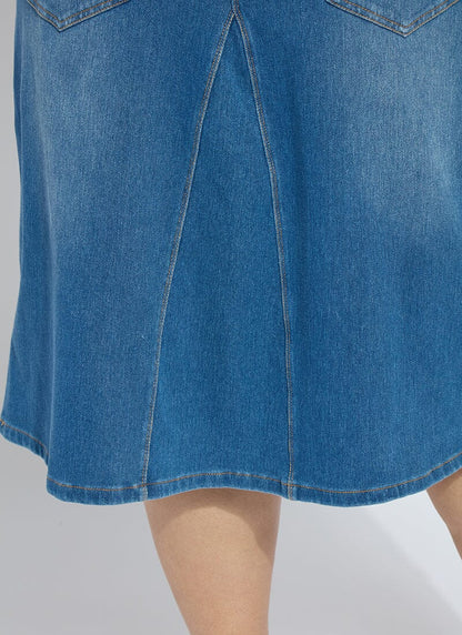 Lysse Bella Denim Skirt Curvy Mid Wash