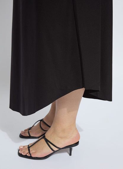 Lysse Drapey Ponte A-Line Midi Skirt Curvy Black