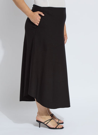 Lysse Drapey Ponte A-Line Midi Skirt Curvy Black