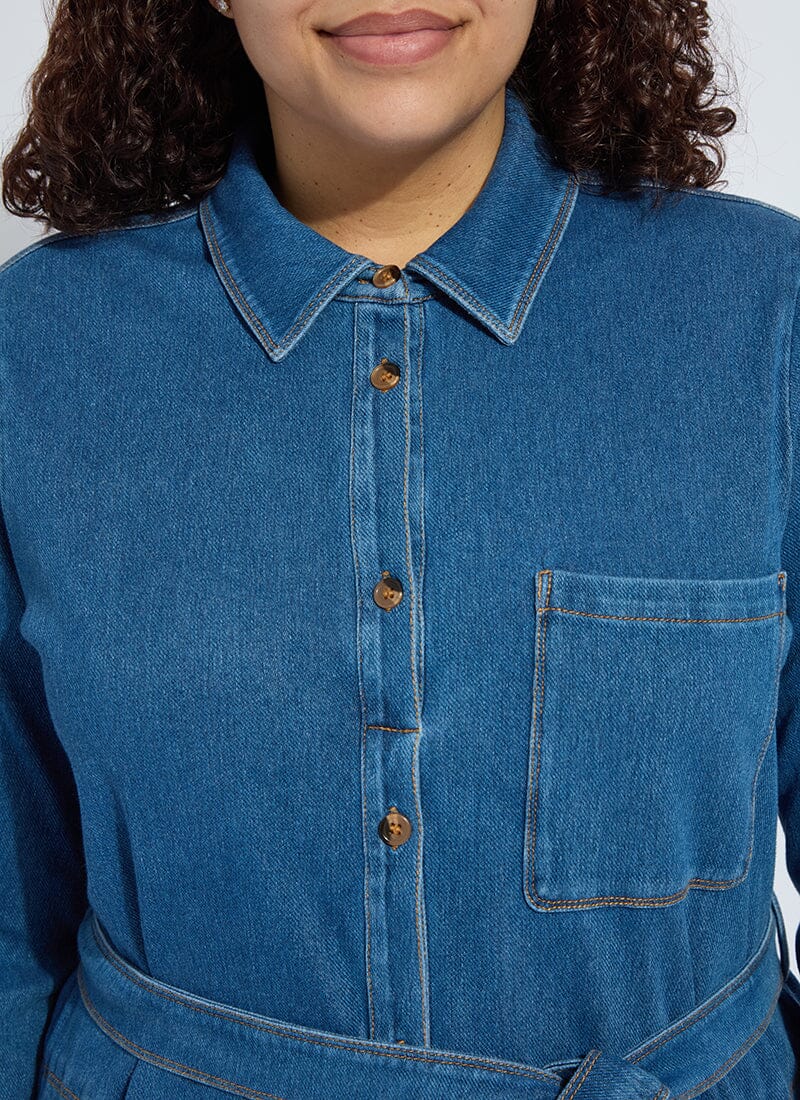 Lysse Knit Denim Schiffer Dress Curvy Mid Wash