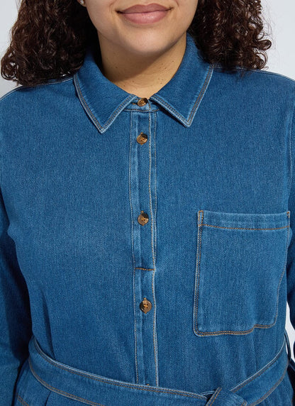 Lysse Knit Denim Schiffer Dress Curvy Mid Wash
