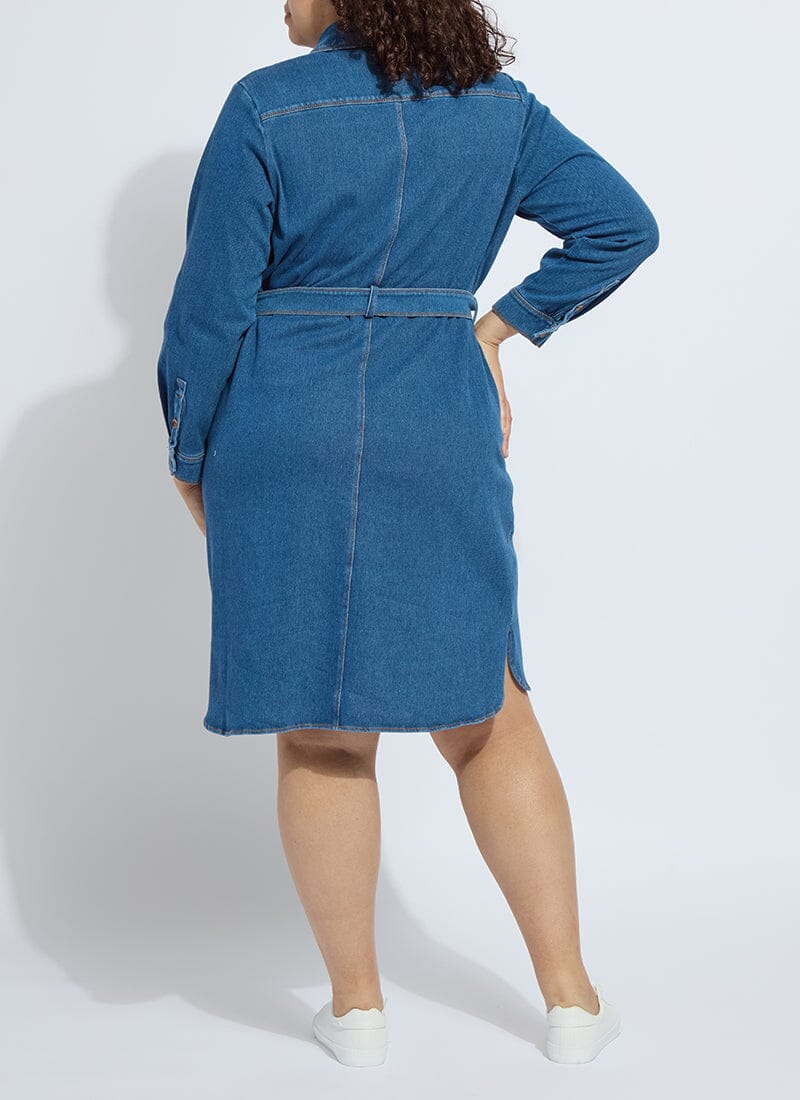 Lysse Knit Denim Schiffer Dress Curvy Mid Wash