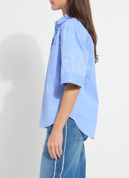 Lysse Hazel Stripe Embroidered Sleeve Shirt Re-Fresh Stripe