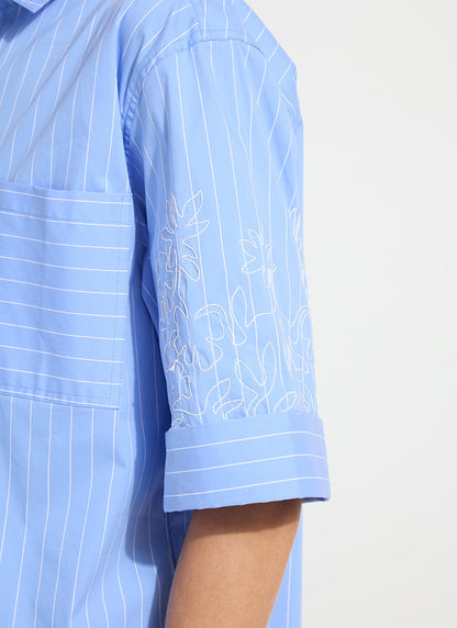 Lysse Hazel Stripe Embroidered Sleeve Shirt Re-Fresh Stripe
