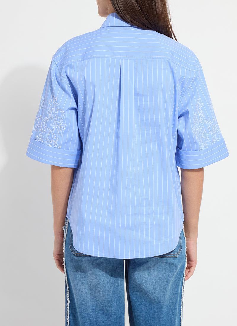 Lysse Hazel Stripe Embroidered Sleeve Shirt Re-Fresh Stripe