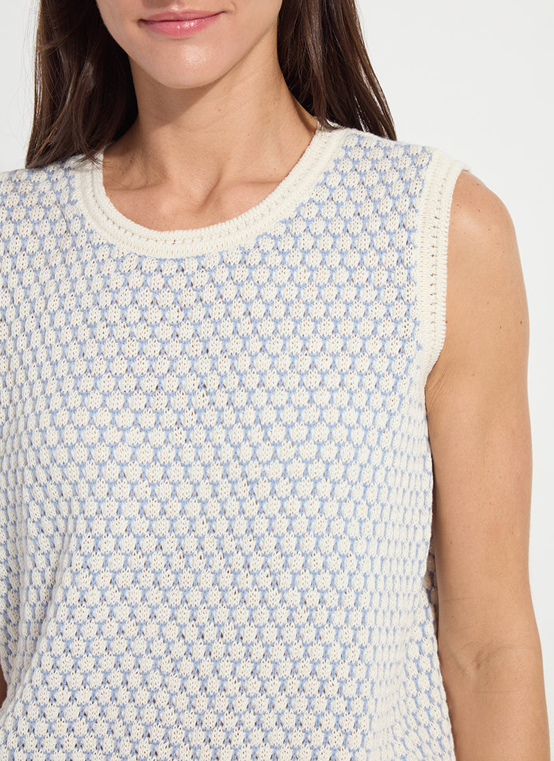 Lysse Claire Textured Mesh Sweater Shell Ecru/Azzuro