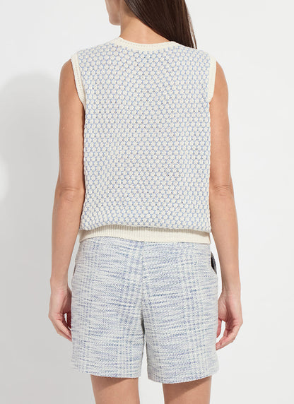 Lysse Claire Textured Mesh Sweater Shell Ecru/Azzuro