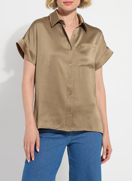 Lysse Telma Dolman Sleeve Shirt Olive Leaf
