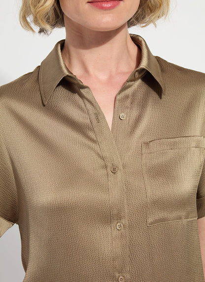 Lysse Telma Dolman Sleeve Shirt Olive Leaf