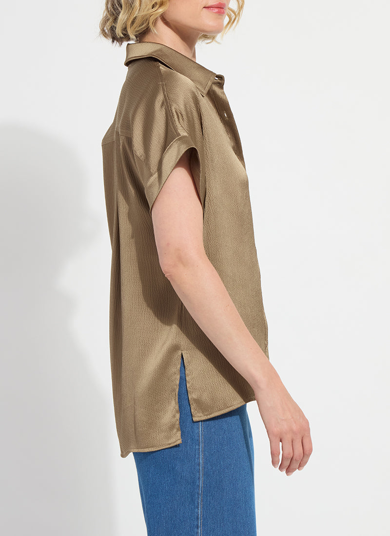 Lysse Telma Dolman Sleeve Shirt Olive Leaf