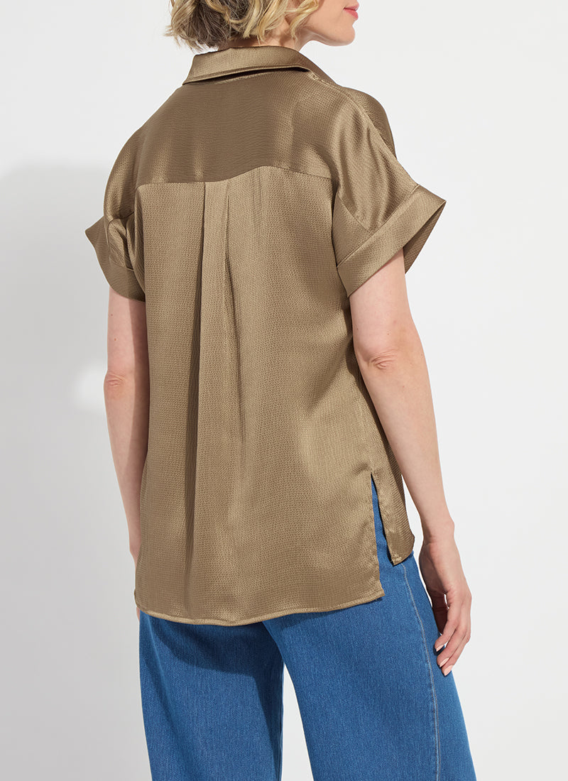 Lysse Telma Dolman Sleeve Shirt Olive Leaf
