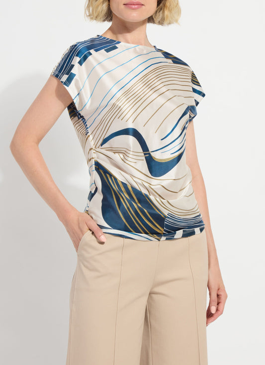 Lysse Faride Side Pleated Printed Top Block Puzzle