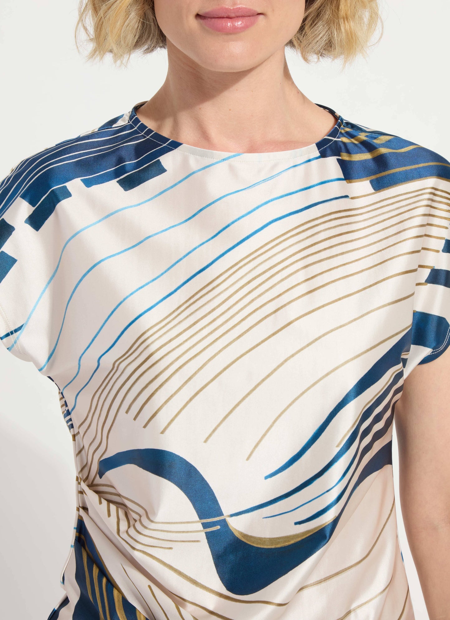 Lysse Faride Side Pleated Printed Top Block Puzzle