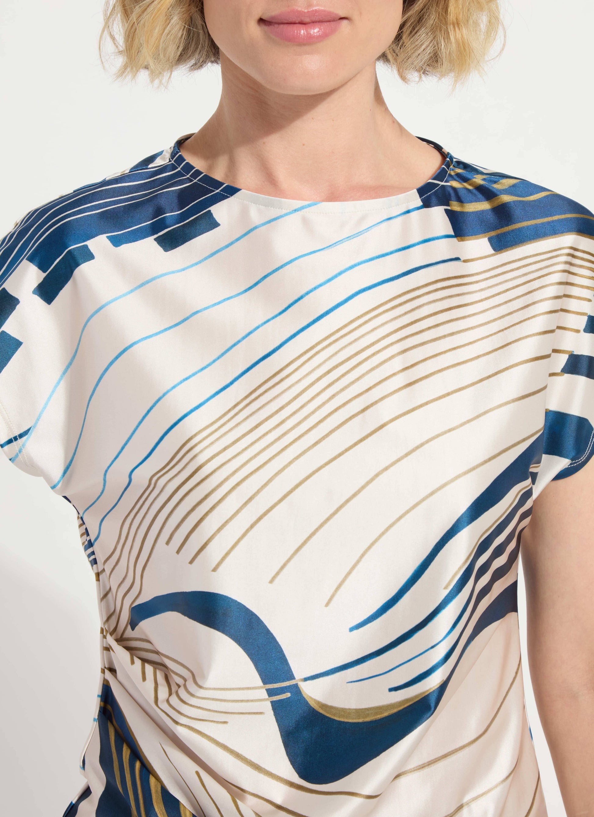 Lysse Faride Side Pleated Printed Top Block Puzzle