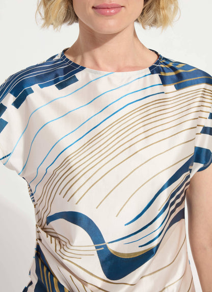 Lysse Faride Side Pleated Printed Top Block Puzzle