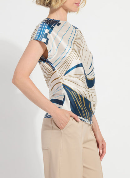 Lysse Faride Side Pleated Printed Top Block Puzzle
