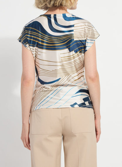 Lysse Faride Side Pleated Printed Top Block Puzzle