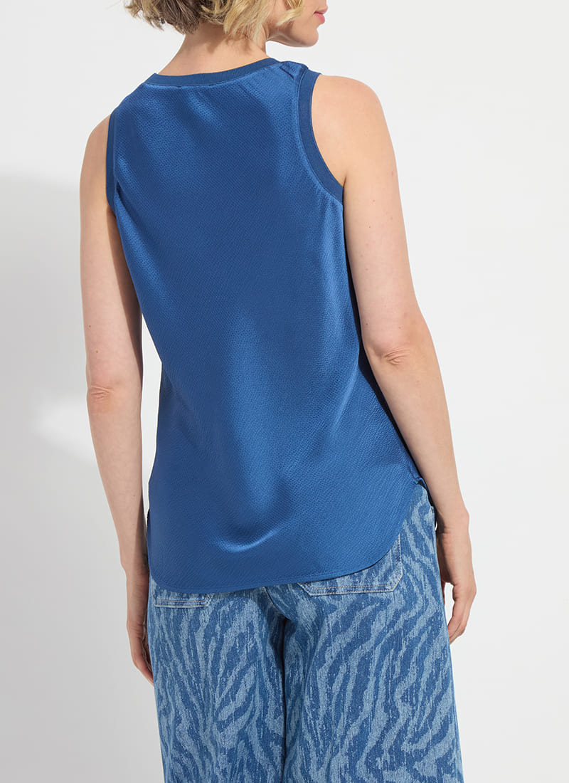 Lysse Akemi Mix Media Tank Top Palermo Blue