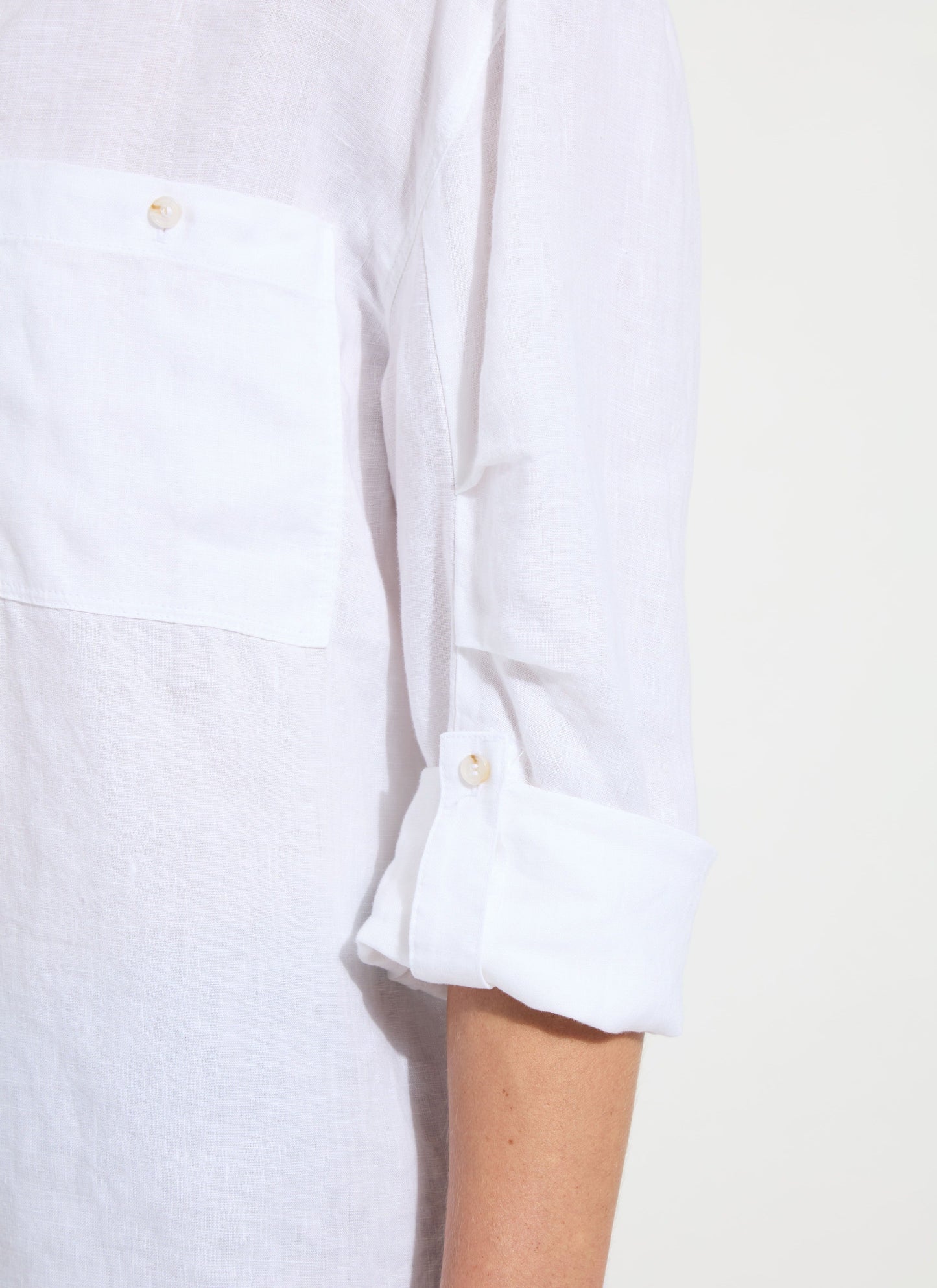 Lysse Rose Roll Tab Utility Linen Shirt Red Kiss