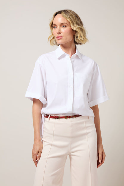 Lysse Corinna Oversized Cropped Shirt White