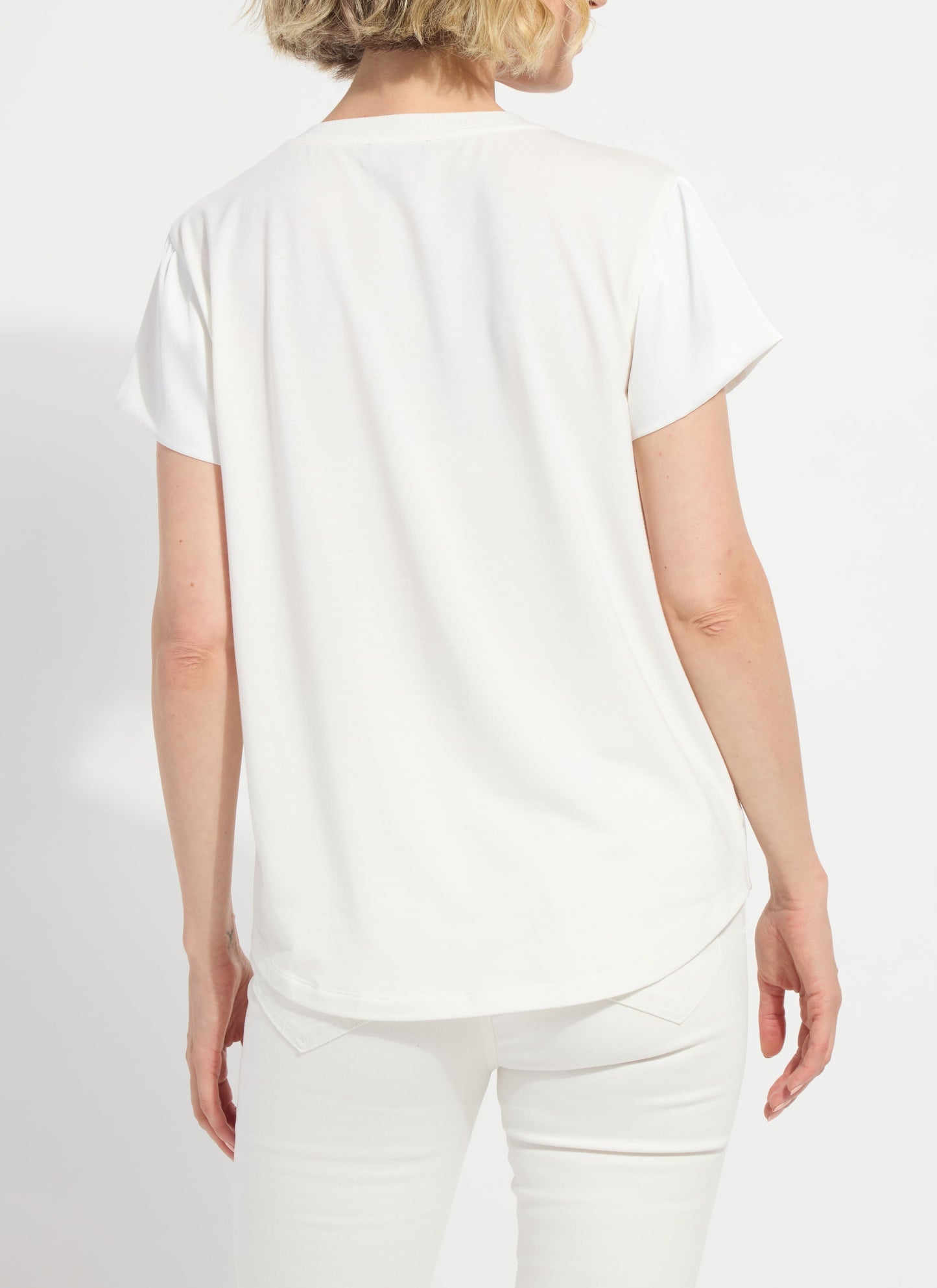 Lysse Saori V Neck Mix Media Top Off-White