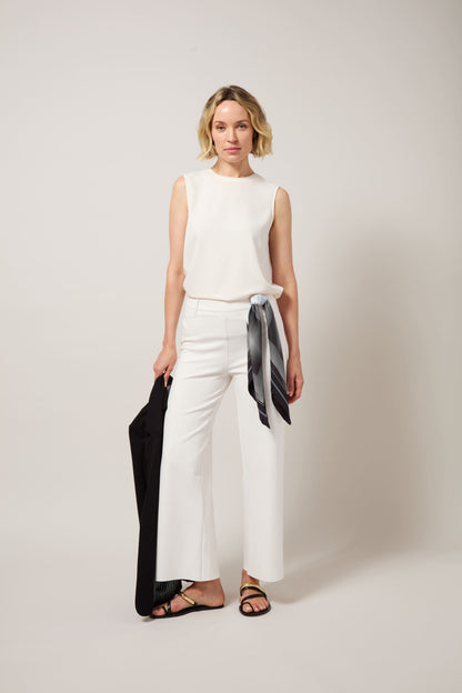 Lysse Kavita Crew Neck Contrast Stitching Shell Chalk